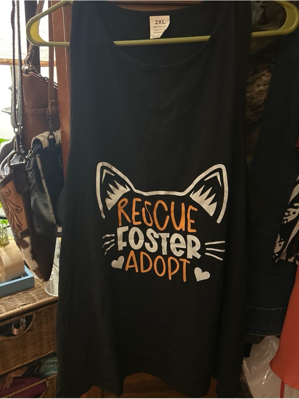 Rescue Foster Adopt Black Graphic Tank